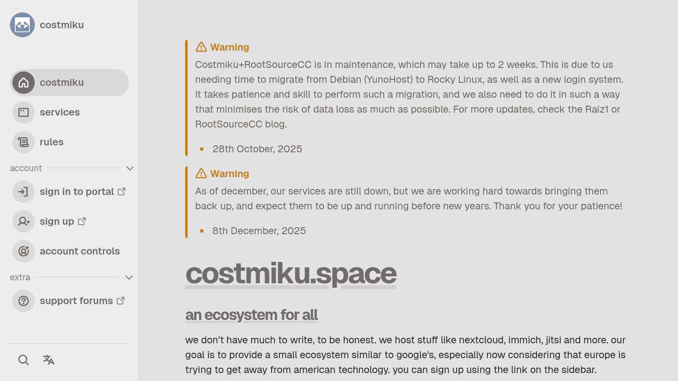 Screenshot of Costmiku website.