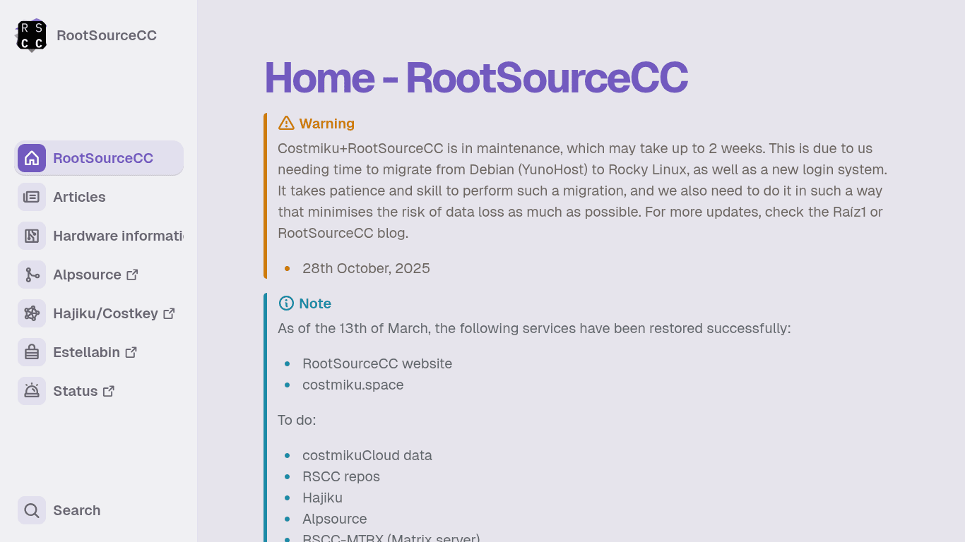 Screenshot of RootSourceCC website.